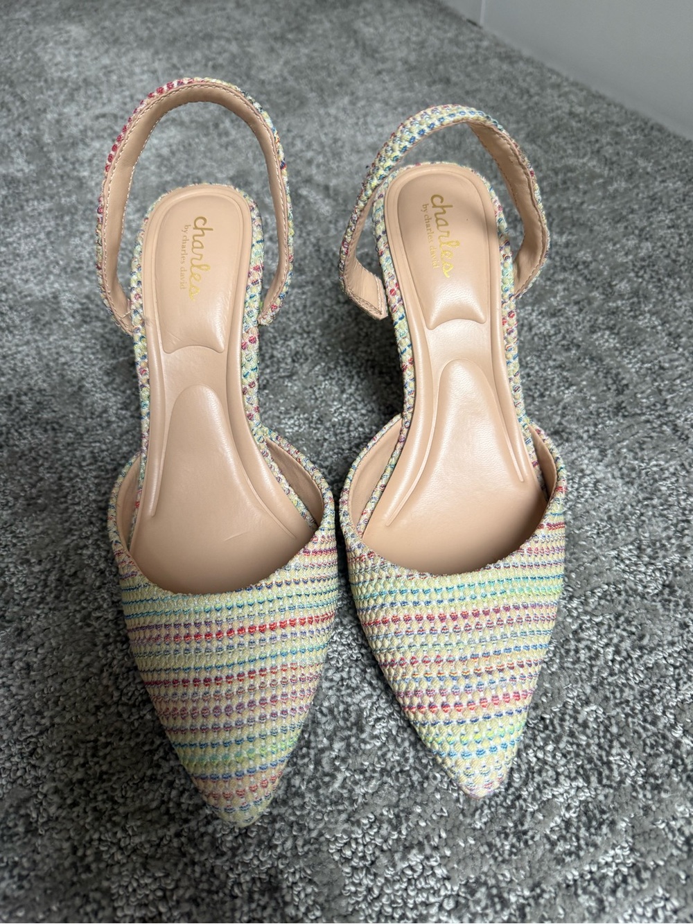 Charles by Charles David Pastel Multicolor Pointed Slingback Mules